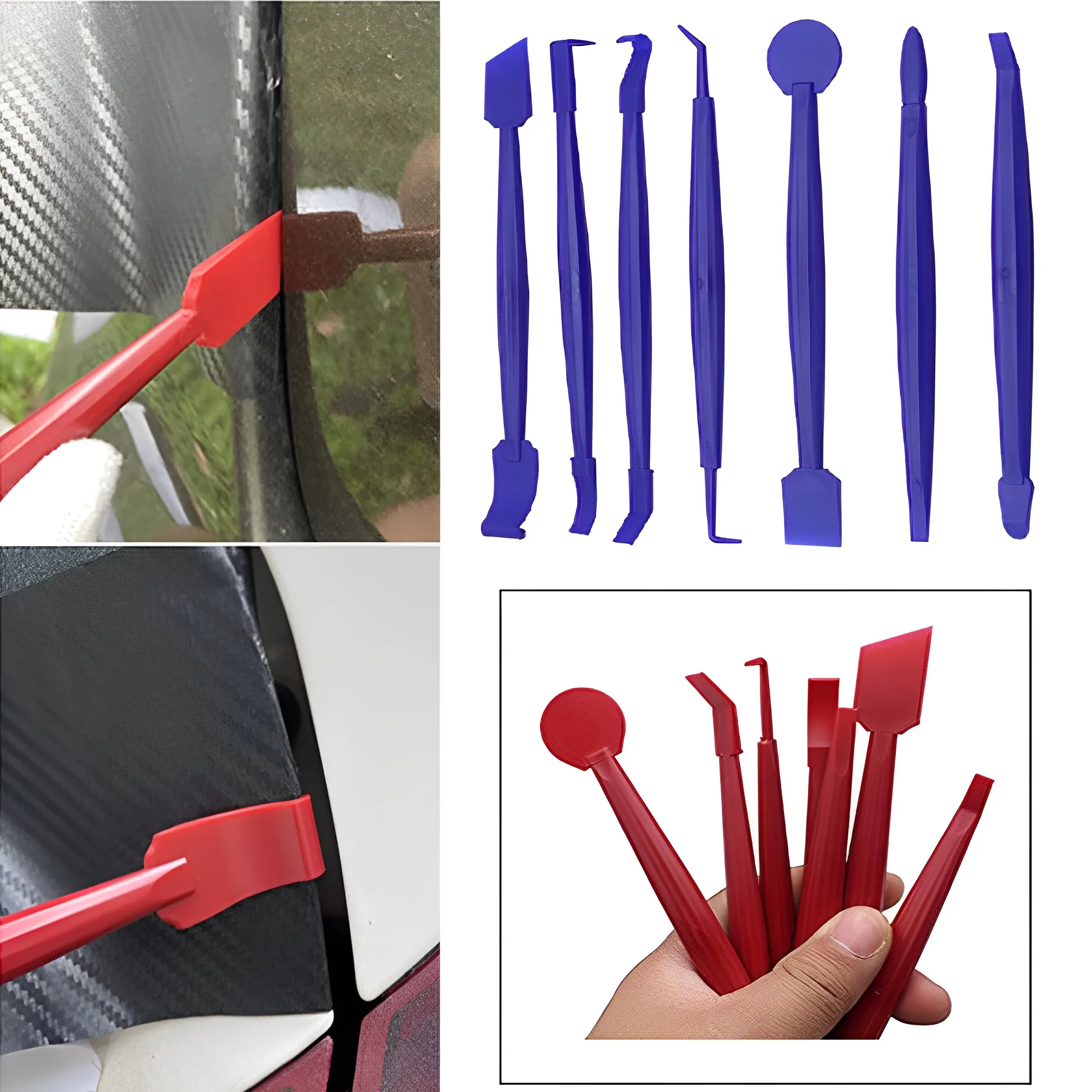 7Pcs Car Vinyl Wrap Film Squeegee Scraper Tools Carbon Fiber Decal Film Installation Squeegee Felt Kit Wrap Tools Car Accessory