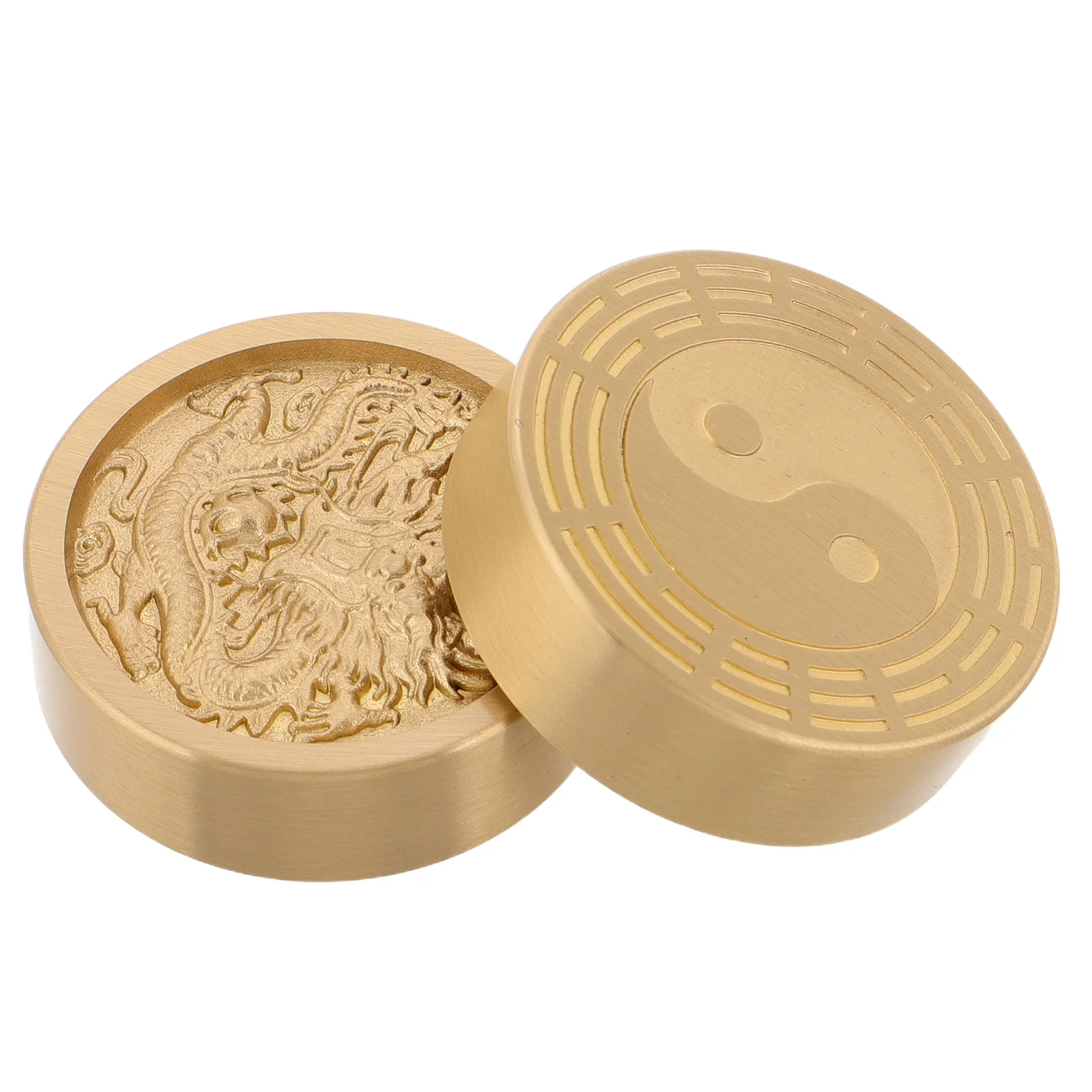 

2 Pcs Brass Paperweight Desk Chinese Calligraphy Drawing Tool Art Decor Golden Office Accessory