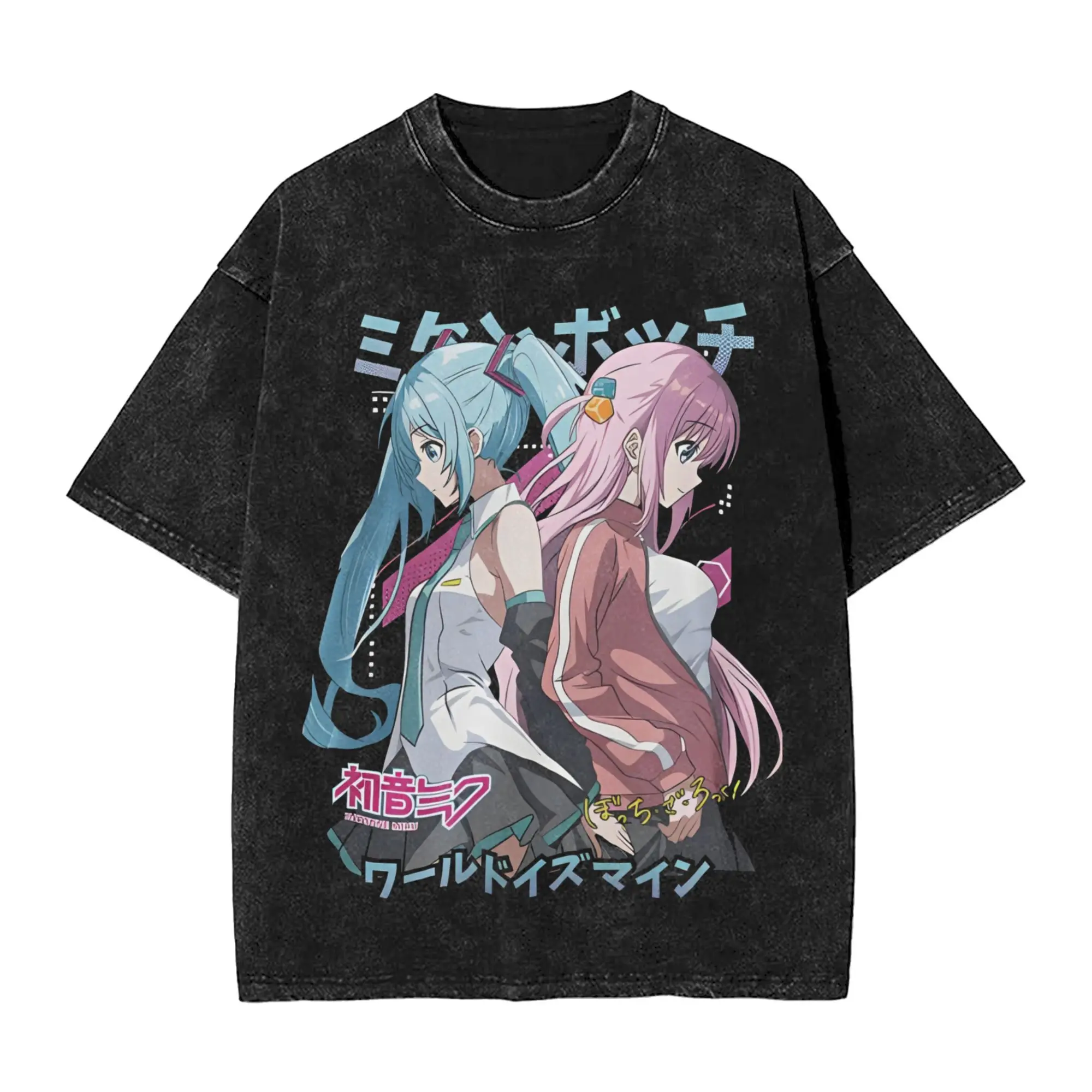 

Hatsune Miku singer music anime T Shirt Hip Hop Washed Cotton Oversize T-Shirts Fashion Men Women Streetwear Printed Tee Shirt