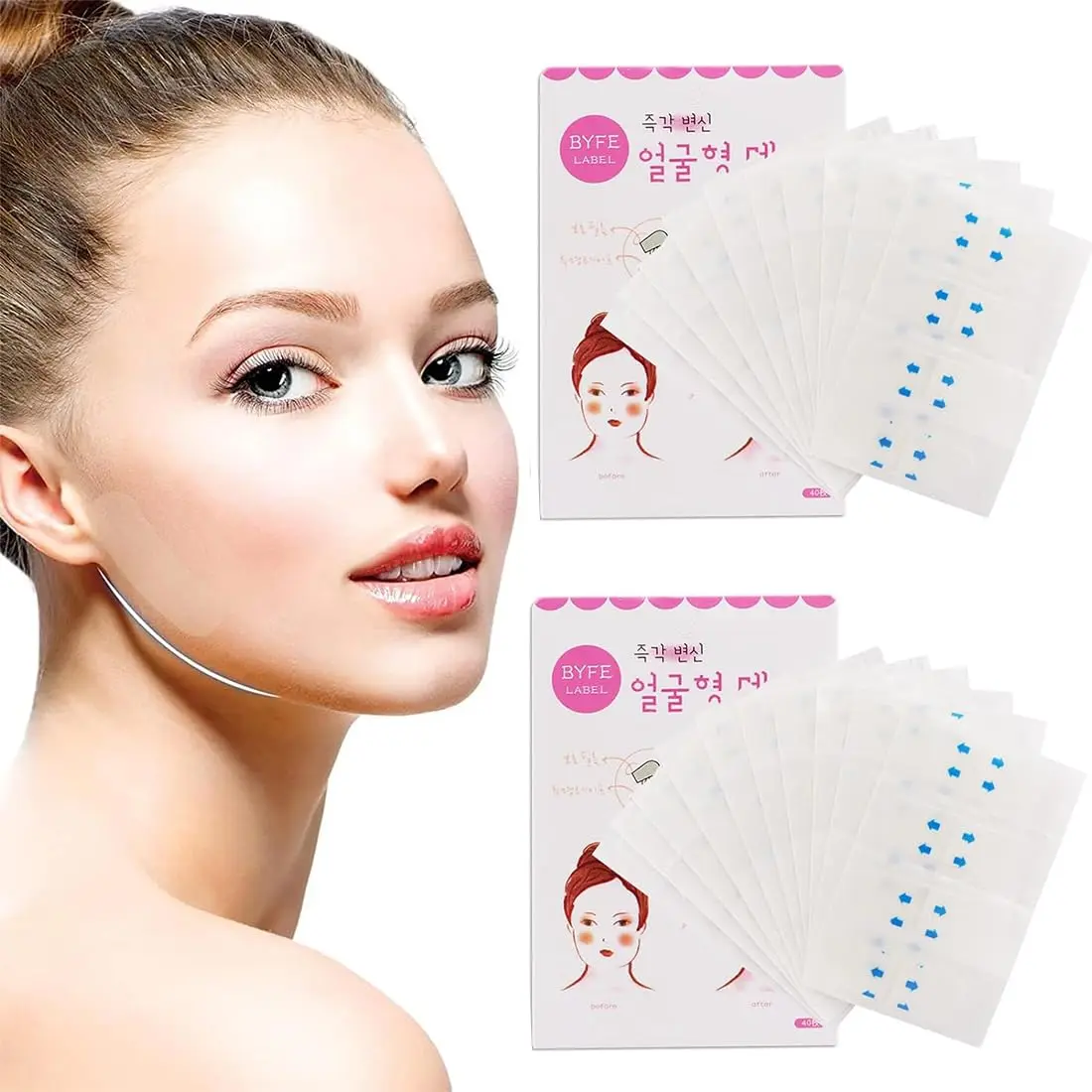 40pcs Invisible Face Contouring Tape Ultra-Thin Lifting Strips for Instant Facial Definition Transparent Adhesive Patches