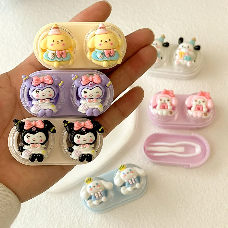 

Sanrio Contact Lens Case Hello Kitty Pupil Companion Box With Mirror Portable Storage Women Travel Contact Lenses Case Soak