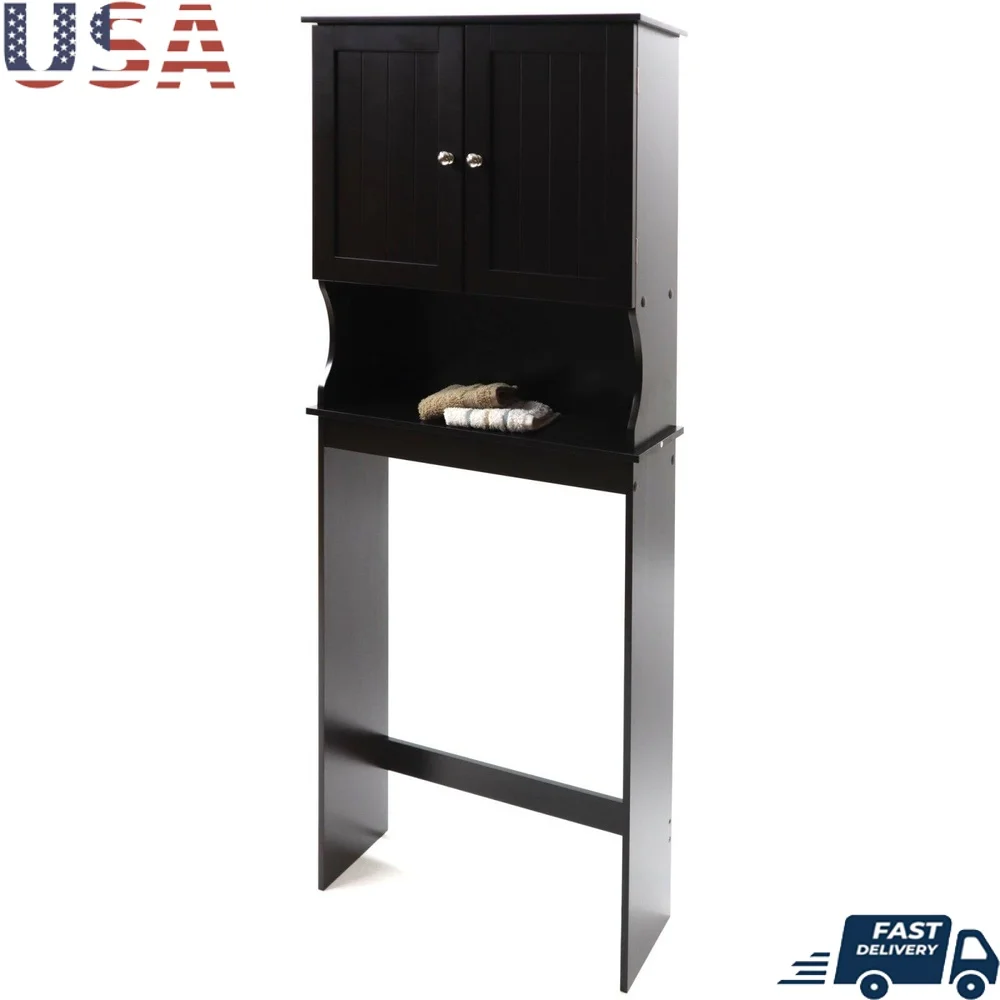 

Над туалетом, экономия места, регулируемые полки, домашнее хранение, отделка эспрессо, две двери, четыре полки, комплект защиты от опрокидывания