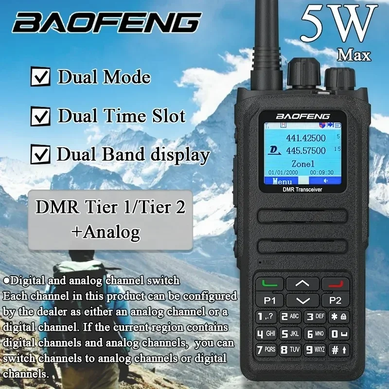 Baofeng DM-1701A DMR UHF VHF Dual Band Walkie Talkie Dual Time Slot SMS Open GD77 Dual Mode Analog Digital Long Range Ham Radios view 3