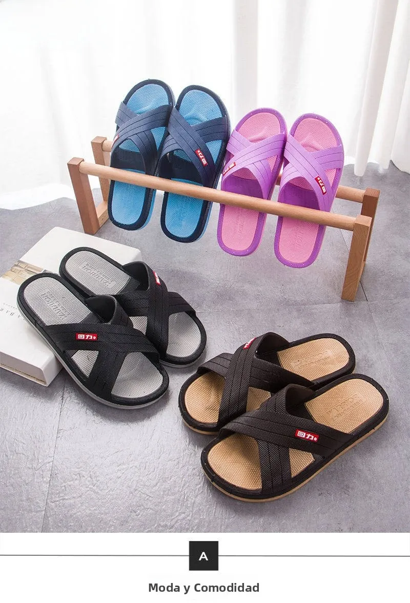 Pantuflas Antideslizantes para Baño, para Hombre y Mujer, Pantuflas Planas de PVC Transpirables para Interiores, Cómodas, Res...