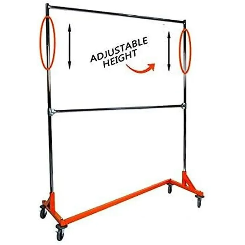 Industrial Strength Z Rack with Add-On Hangrail and Built-in Height Extensions Available in Black Orange and White ORANGE