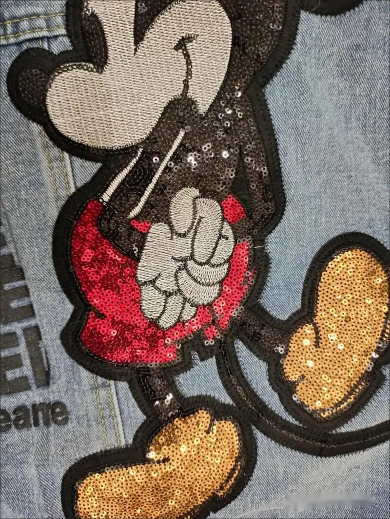 Disney Mickey Mouse Embroidered Denim Coat Youthful Woman Clothes Korean Stylish Hip Hop Top Trend Bomber Jacket Outerwears Yk2