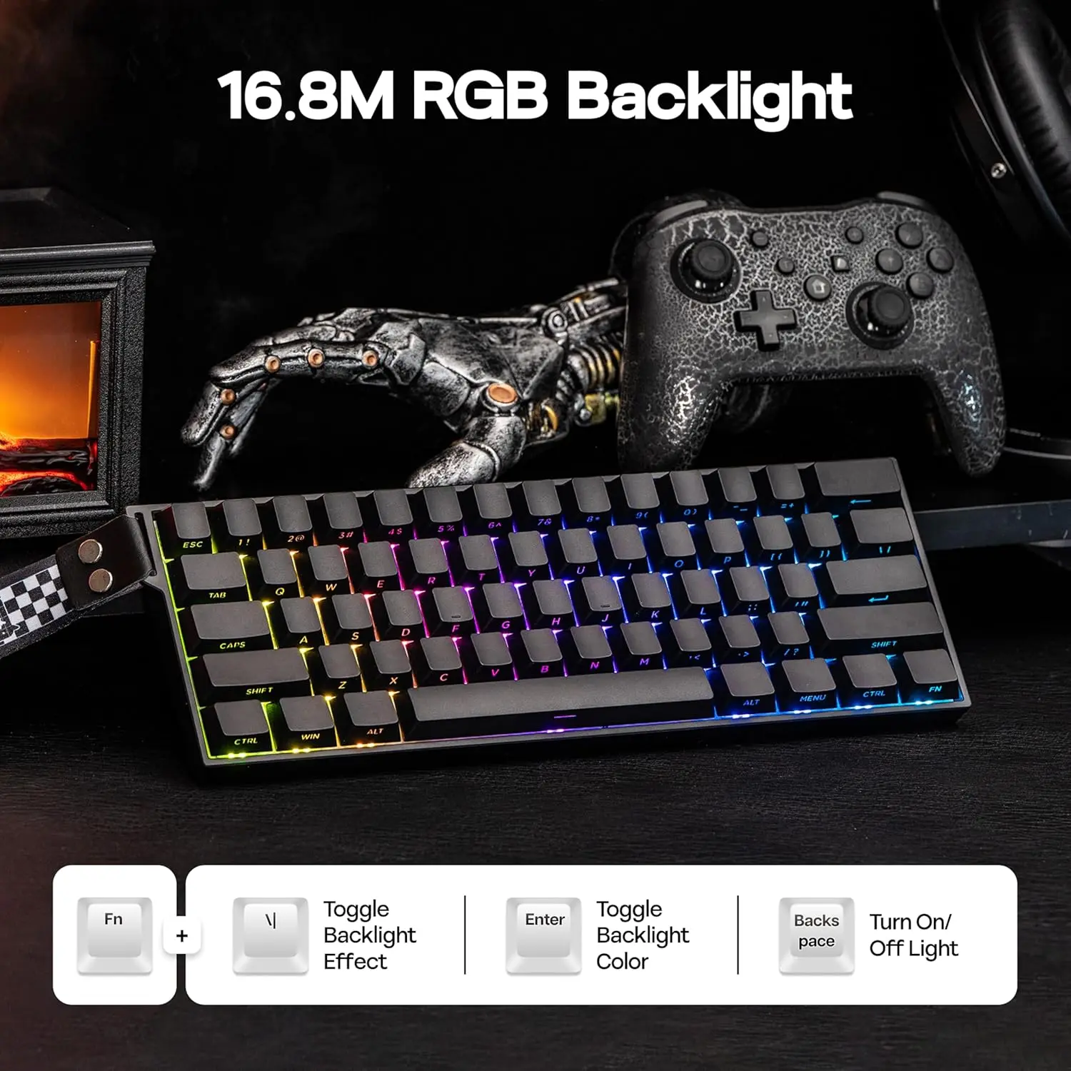 AULA Mini60 HE/Pro/Max 60 % Magnetschalter-Tastatur RGB Tri Mode Drahtlose mechanische Tastatur 8000 Hz 0,01 mmRT für PC-Gamer-Geschenke – Detail 10