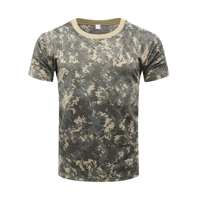 Summer Personality Muscular Male T-shirt Camouflage Print O-neck Fashion Quick Dry  Tactical Top Jojo Bizarre Adventure