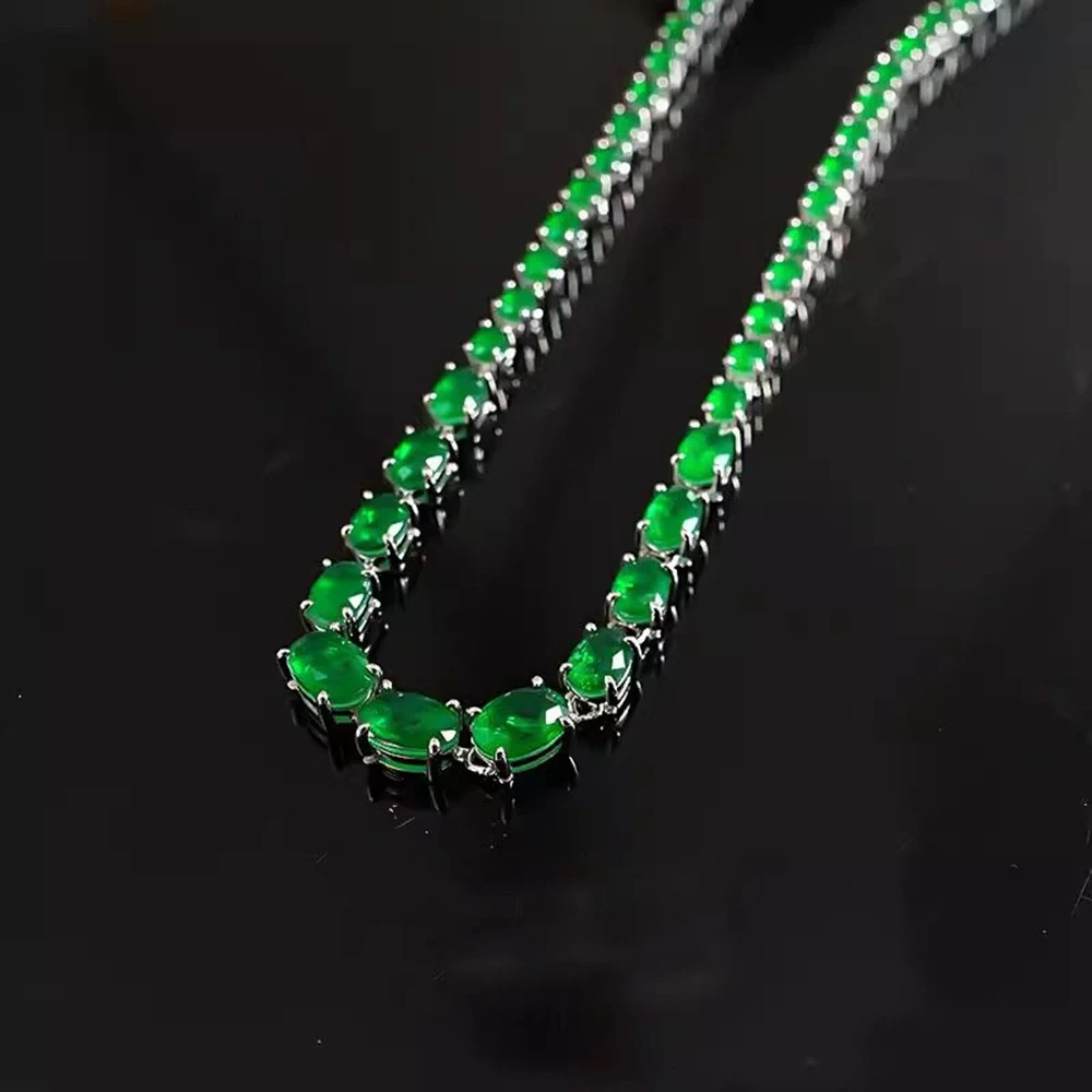 Vinregem Oval Cut Emerald Gemstone Vintage Necklaces for Women 100% 925 Sterling Silver Fine Jewelry Anniversary Gifts Wholesale