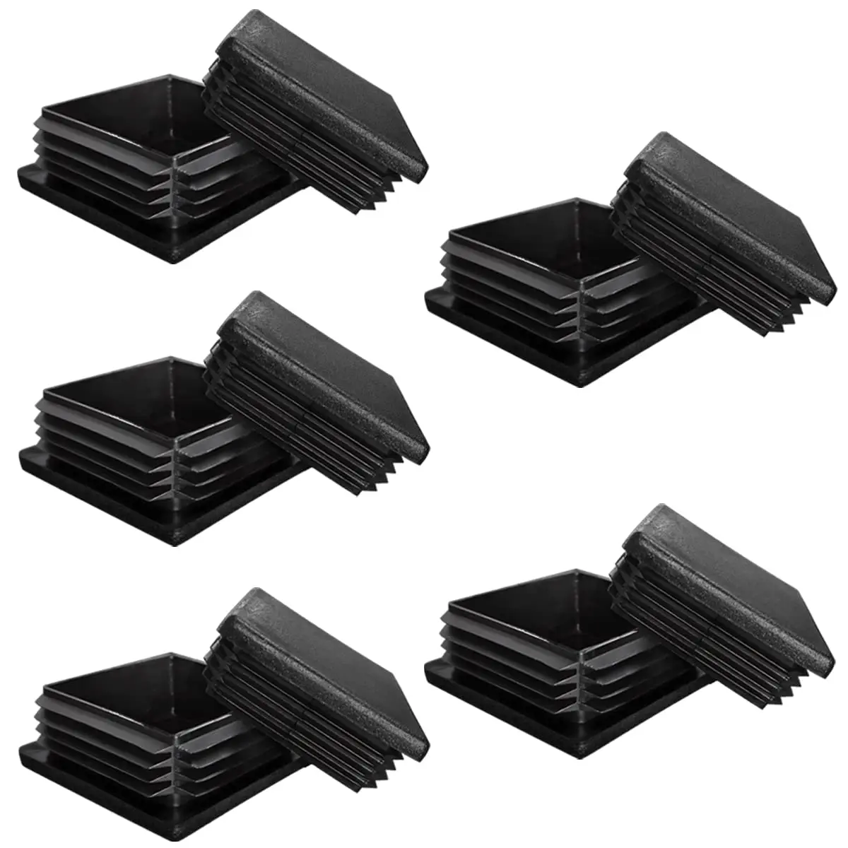 3mm To 120mm End Cap Square Black Metal Tubing End Caps Strong Furniture Leg Inserts Tubing Post End Cap Insert Finishing Plug