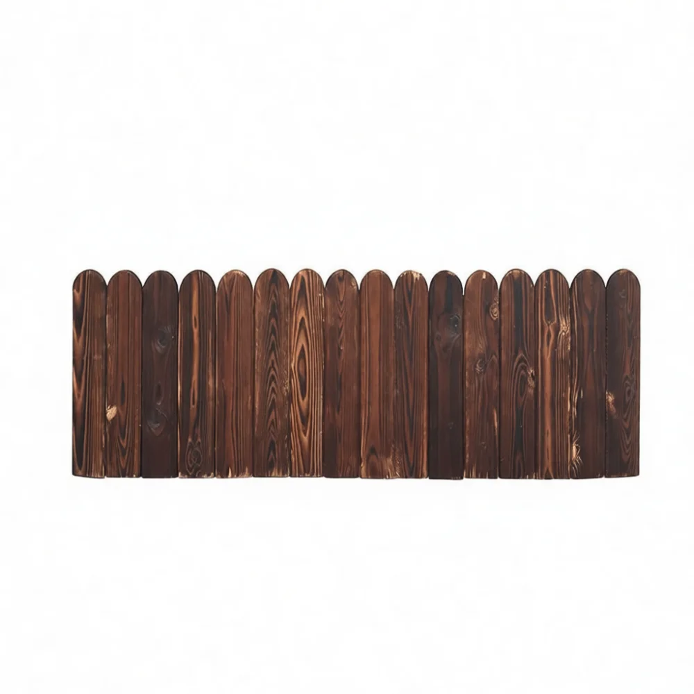 Outdoor Wood Garden Fence Carbonized Anti Rot Decorative Partition Lawn Path Border Landscape Screening For Backyard Yard