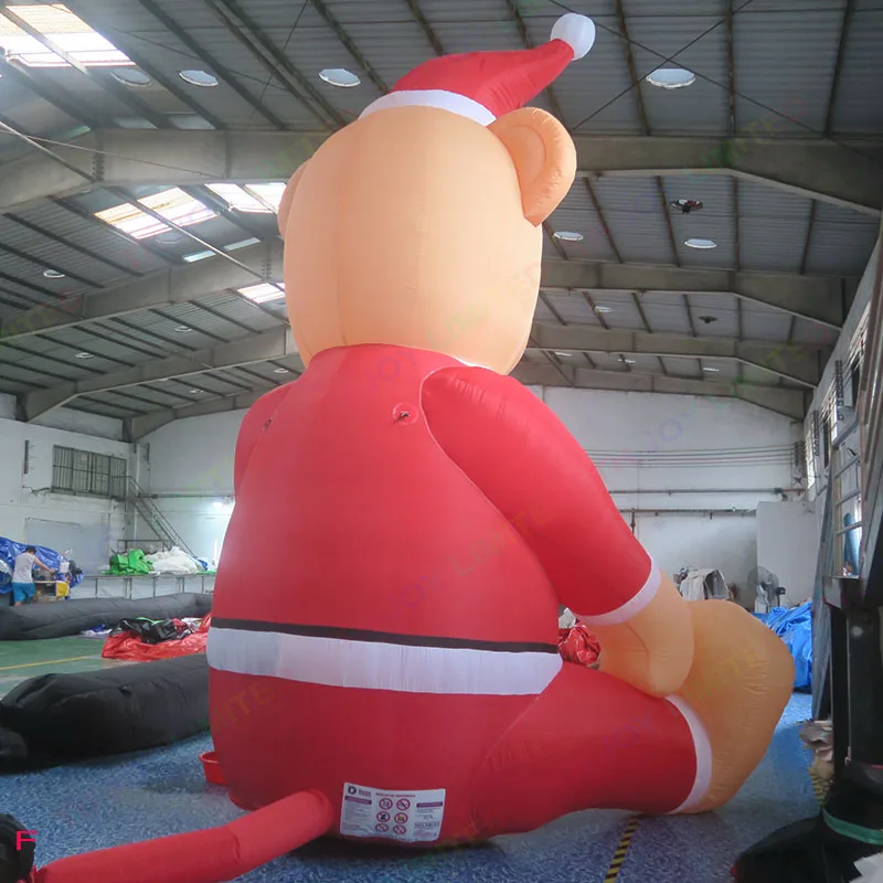 27ft Giant Outdoor Christmas Inflatable Teddy Bear With Santa Hat Decoration