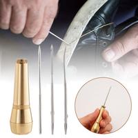 Leather Sewing Kit DIY Leather Sewing Awl Needle with Copper Handle Set Leather Canvas Tent Shoes Repairing Tool Nylon Thread