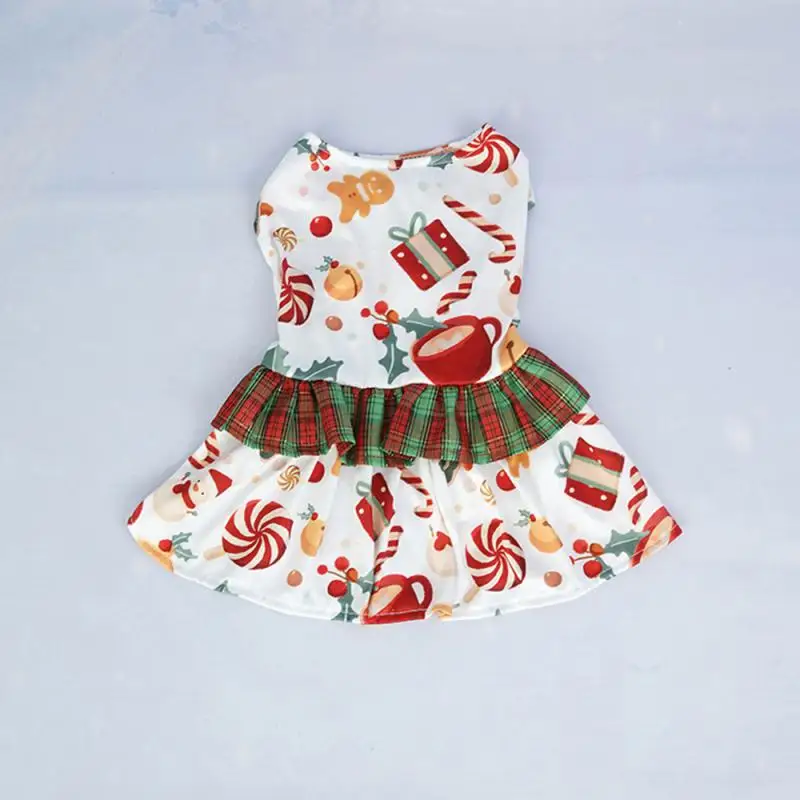 Festival Skirt Festival Lattice Soft And Warm Festival Clothing Dog Suit Christmas Tree Pet Skirt Dog Light Christmas Gift Cute