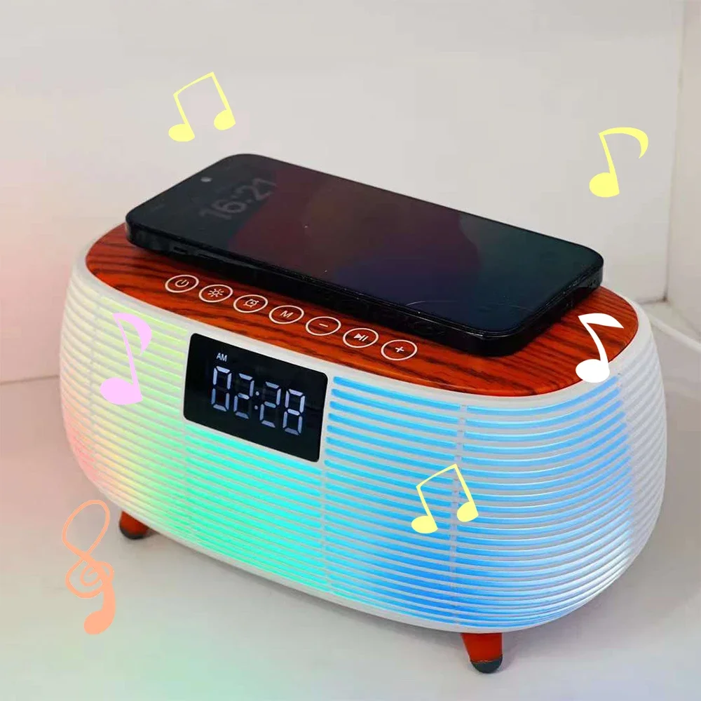 

Nice Multi Bluetooth Speaker Wireless Fast Charger Pad Stand For Home Stereo Loudspeaker Subwoofer RGB Night Light Atmosphere La