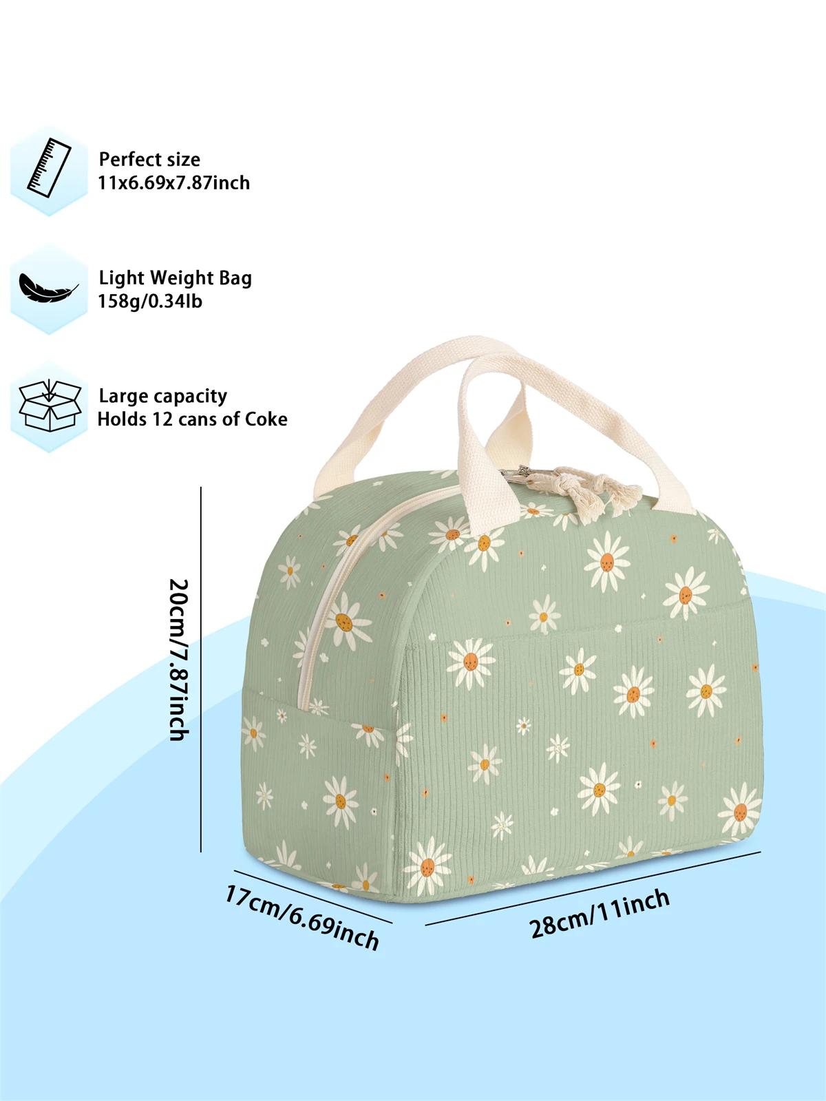 1 Stück - Isolierte Lunchbox-Tasche, Verstärkte Tragbare Lunch-Tasche für Studenten – Detail 3