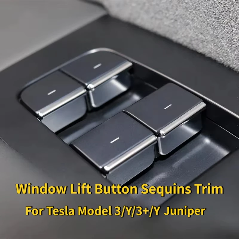 

Window Switch Button Cover for Tesla Model 3/Y/3+/Model Y Launch 2025 ABS Chrome 7PCS Window Lift Button Patch Trim Accessories