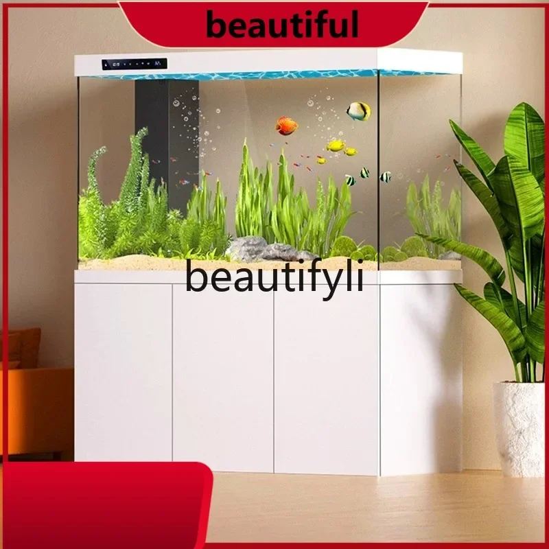 

Fish tank living room, new household living room, floor-to-ceiling ultra-white partition screen filter aquarium light luxury H