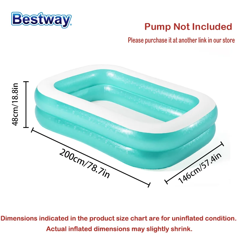 Bestway-Inflável clara piscina familiar, diversão familiar calorosa, pátio, festas aquáticas, 54005, 1pc