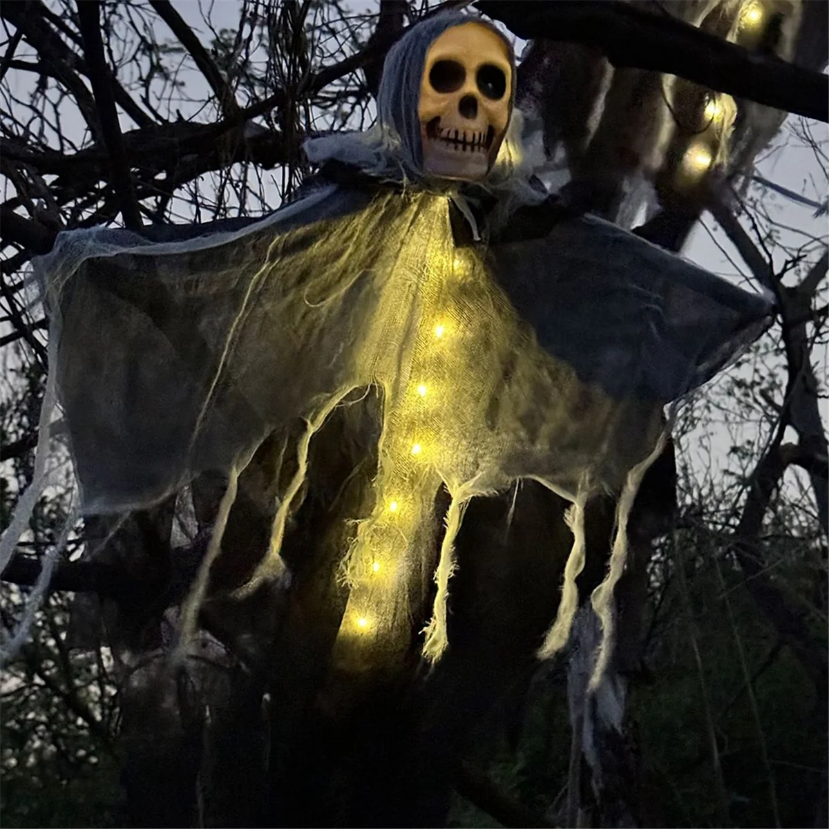 

DEN-gHalloween Hanging Ghost Funny Garden Decoration Lights Outdoor Scene Layout Ghost
