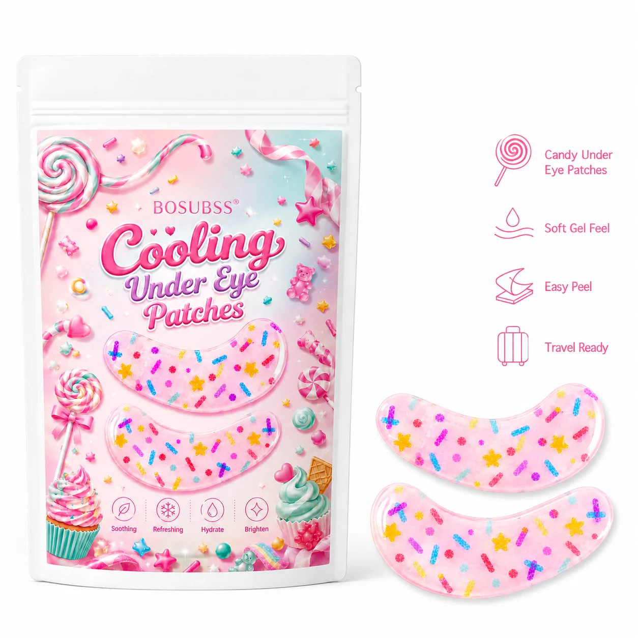 10PCS Candy Under Eye Beauty Patches Soft Gel Feel Eye Patches Easy Peel Beauty Patches For Women Daily Routine
