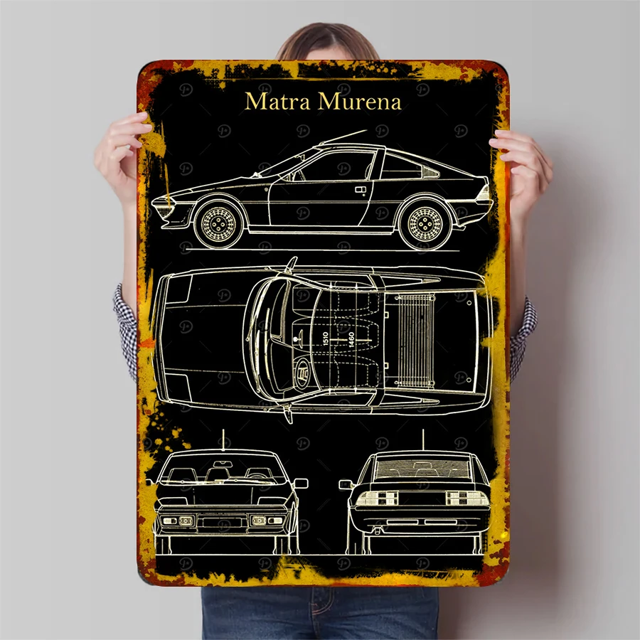 Matra Murena coche plan Metal pared arte decoración Vintage automotriz cartel para garaje hombre cueva