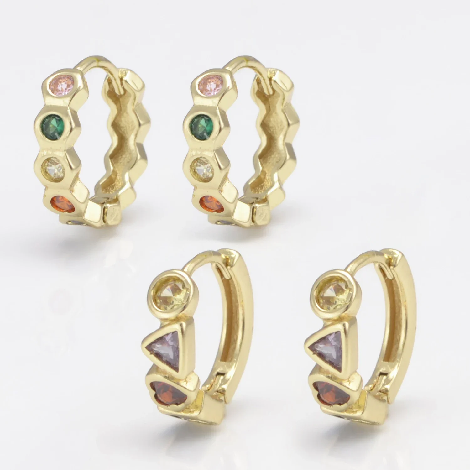 

Gold Color Ear Buckle Hoops Accessories for Women Classic Round Earrings Metal Leaf Temperament Female's Aretes De Mujer 2 Pairs