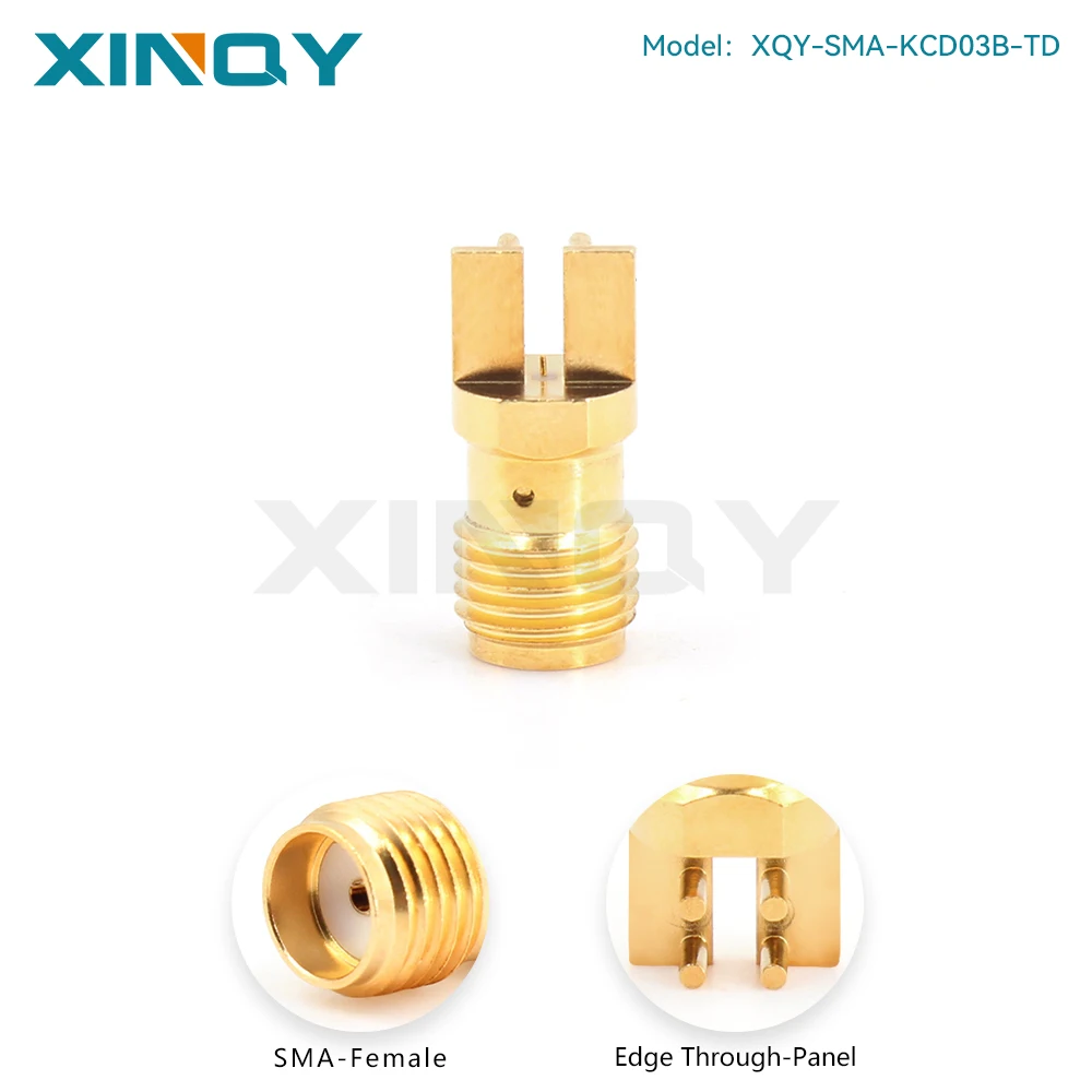 XINQY SMA-KCD03B SMA Female Jack, Edge Positioning Side Mount Through Hole PCB Soldering Connector