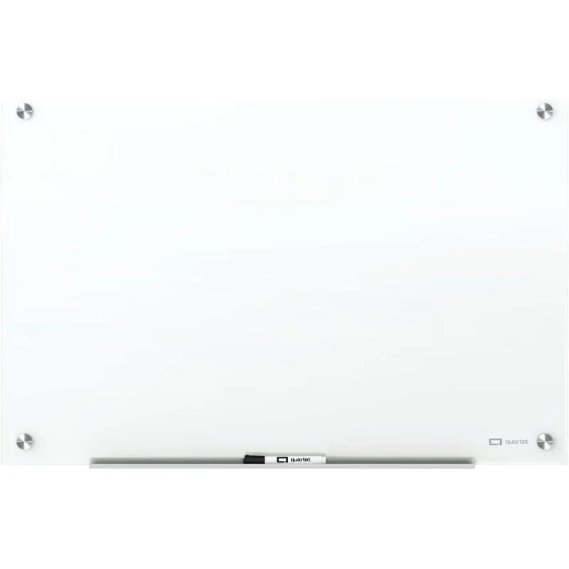 Magnetic Glass Dry Erase White Board, 36 x 24 Whiteboard, Frameless, Brilliance White High Contrast White Glass (G23624W)