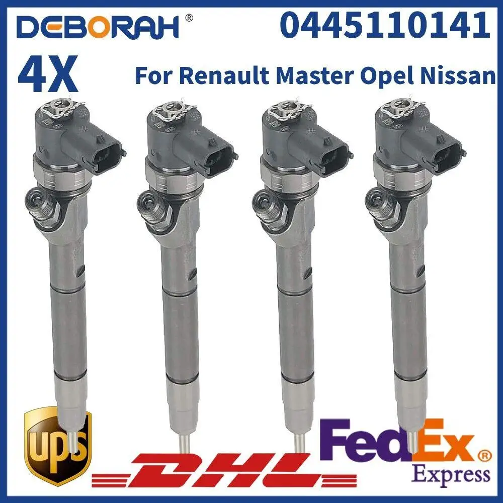 

4X 0445110141 Fuel Common Rail Injector Assembly H82146357 For Renault Master Opel Nissan