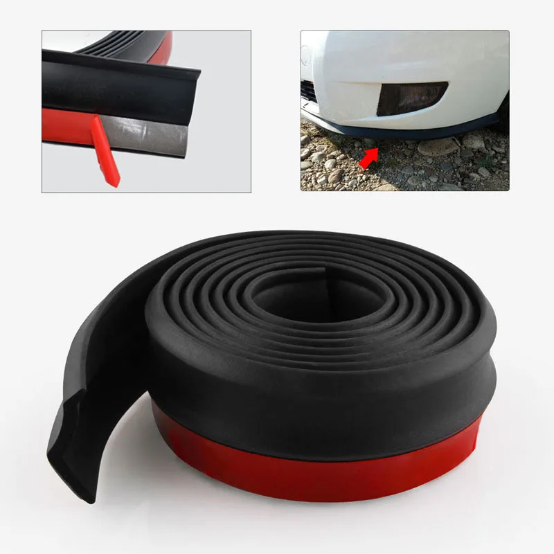 Universal Car Front Bumper Lip Splitter Spoiler Rubber Skirt Protector BodyTrim Bumper Lip Strip Car Side Lip Exterior Mouldings