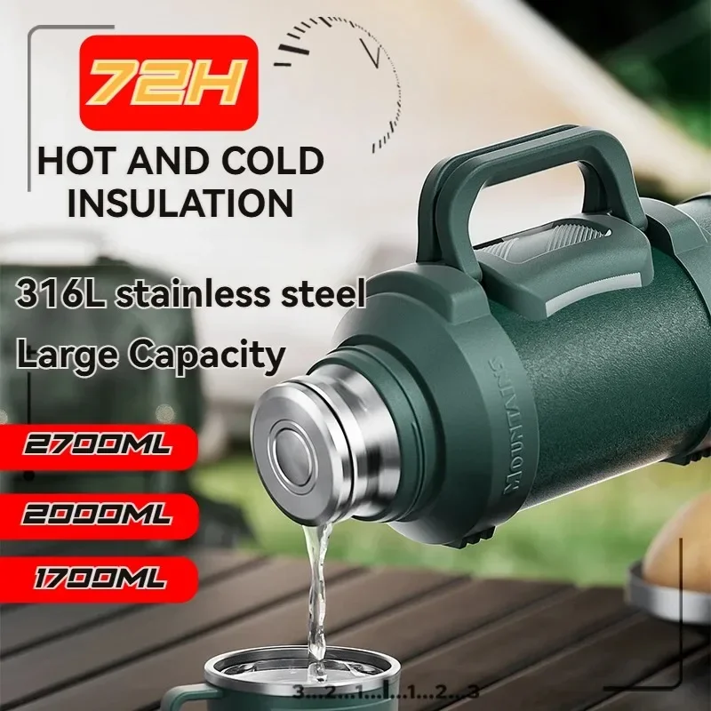 【Best Sale】2L Thermos For Bottle Vacuum Flasks Stainless Steel Large Insulated Coffee Bottle Hot Water Bottle Keep Cold Cup Ou