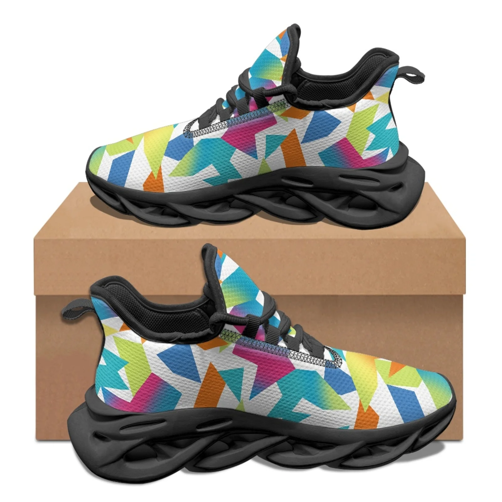 PENSTROLL Geometric Shapes Lightweight Athletic Shoes Fashion Sneakers for Men Casual Men's Running Shoes
