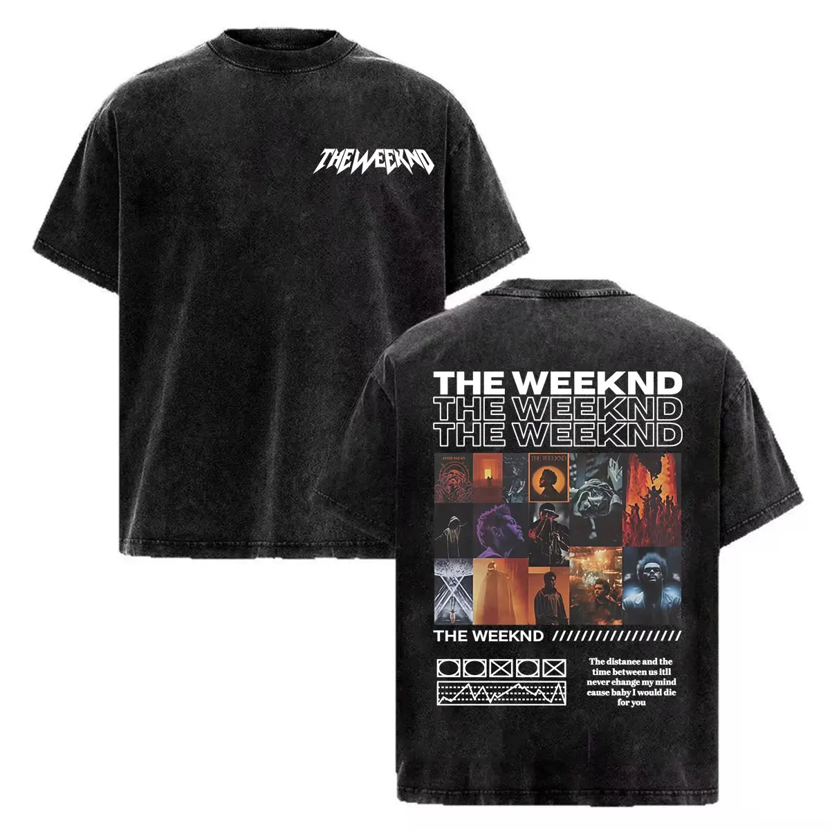 The Weeknd Album Cover Vintage Washed T-Shirts für Männer und Frauen Mode Harajuku Streetwear T-Shirt Hip Hop Lässiges Kurzarm-T-Shirt