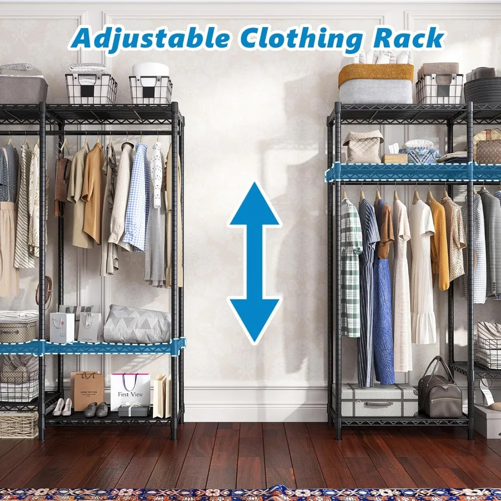 Heavy Duty Clothes Rack with Cover 800 lb Clothes Rack for Hanging Clothes Portable Wardrobe Freestanding