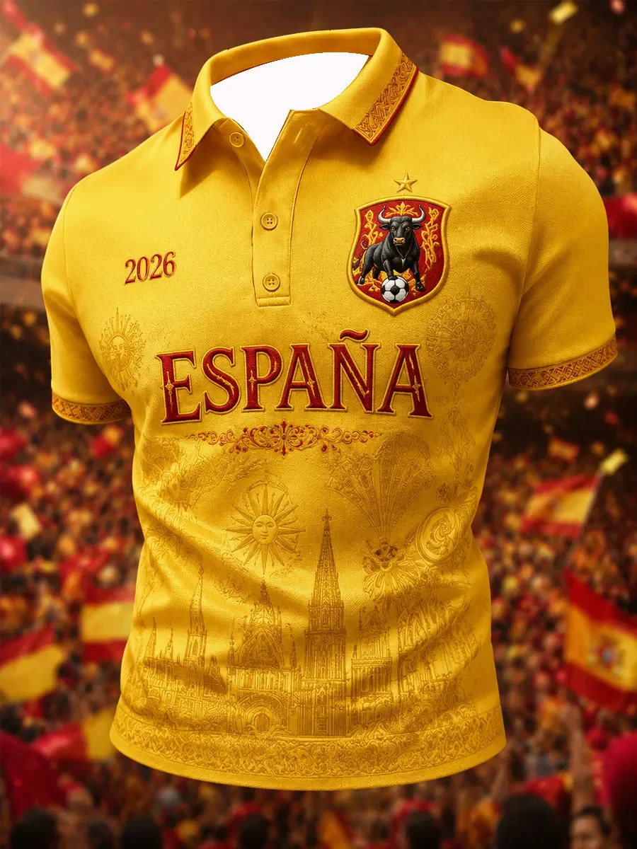 2026 Edition Spanish Soccer Polo Shirt with 3D Print - Comfortable and Breathable - Suitable for Both Men and Women