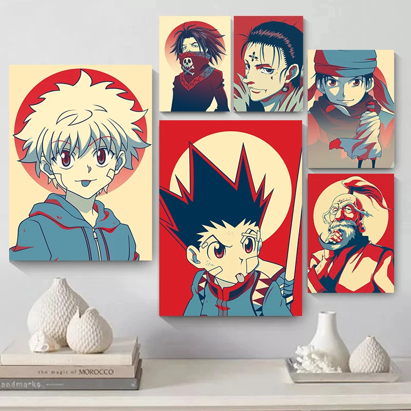 Hunter X Hunter Retro Anime Posters Killua Zoldyck Kurapika Gon Freecss Hisoka Canvas Print Painting Home Room Wall Decor