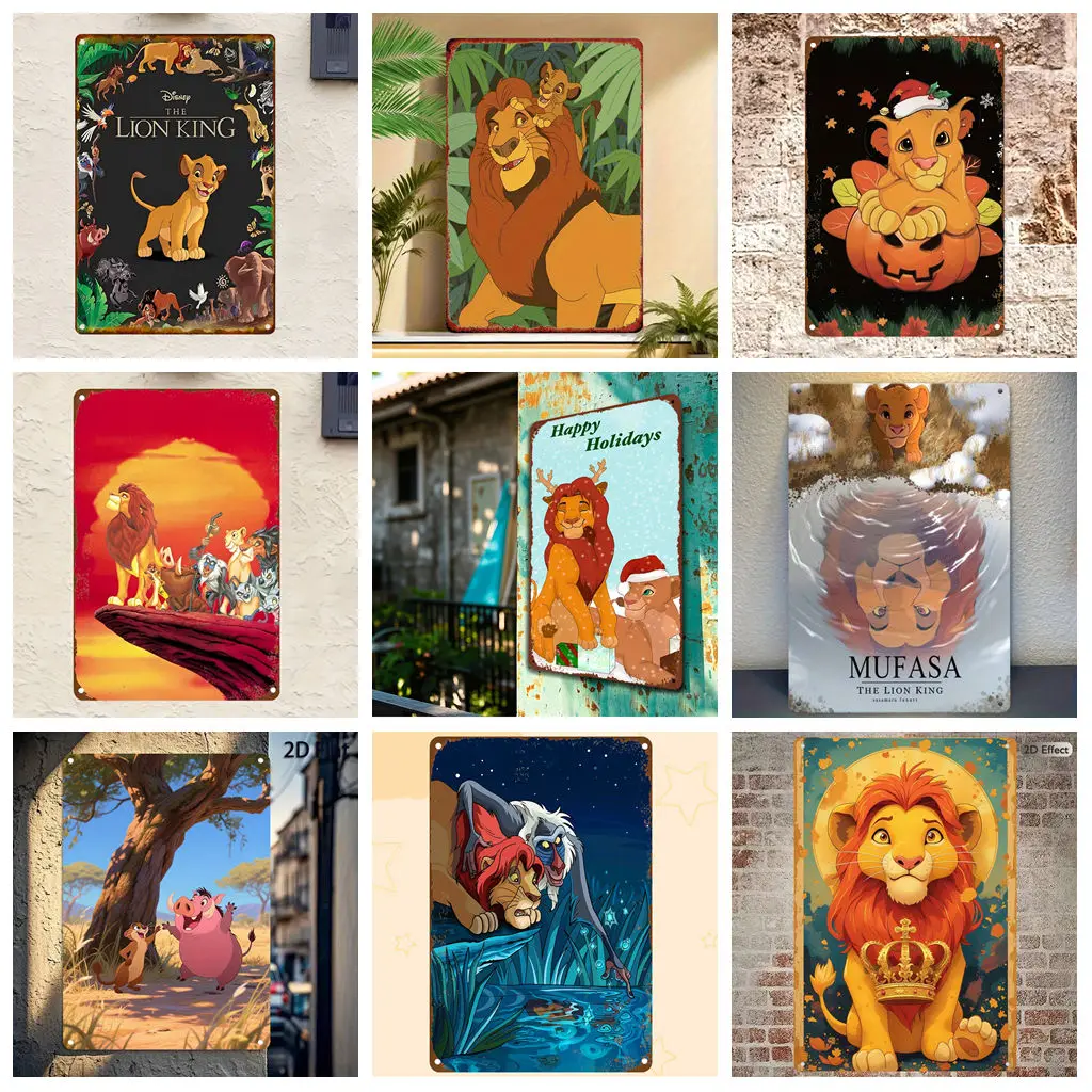 

Miniso The Lion King Pride Lands Exhibition Retro Vintage Tin Sign Poster Decorative Plaque Metal Plate Wall Decor