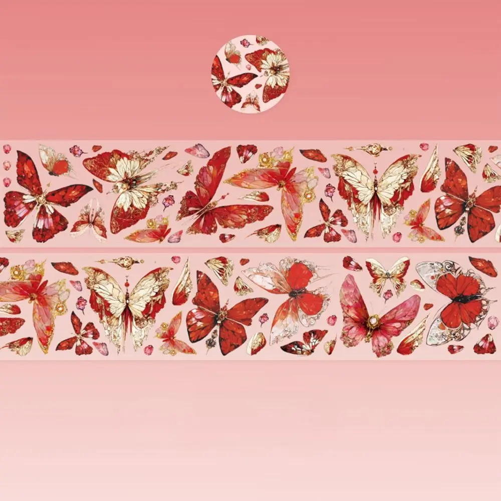 INS 50mm*2m Vintage Handmade Collage Tape PET Bling DIY Crafts Tapes Butterfly Aesthetic Collection Masking Tape