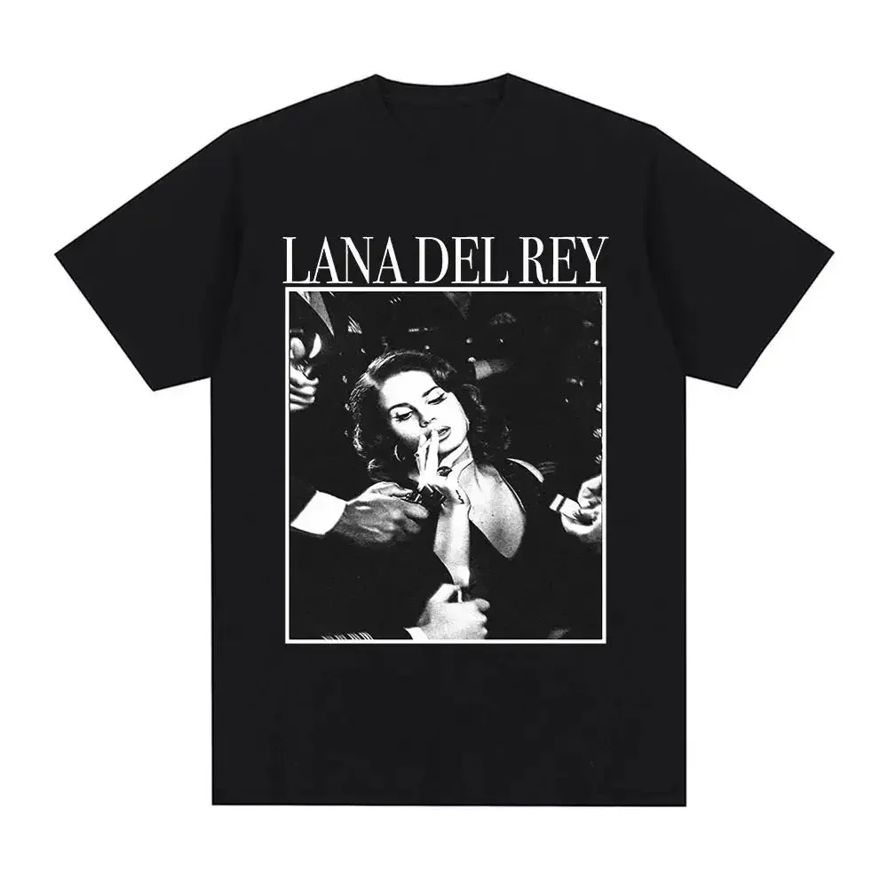 เสื้อยืดสตรีทเสื้อฮิปฮอปฮาราจูกุพิมพ์ลายผู้ชายแฟชั่นนักร้อง Lana Del Rey เสื้อ Y2k ใช้ได้ทั้งชายและหญิง