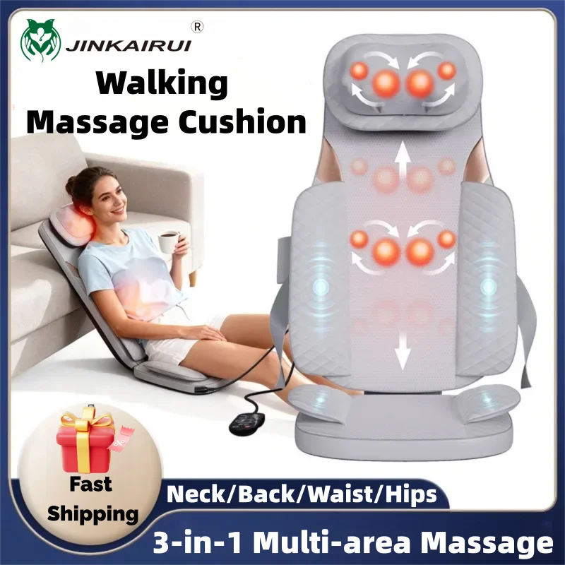 

Jinkairui English Multifunctional Massage Backrest Cushion, Hip and Waist Kneading Home Back Massager