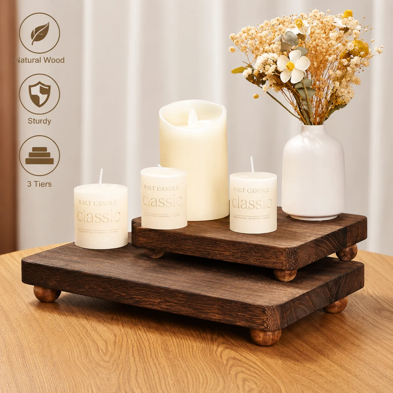 Mini Holz-Präsentationsständer - Album-Aufbewahrungsständer - Dekorativer Wohnraumständer - Aromatherapie-Kerzenständer Seifenständer