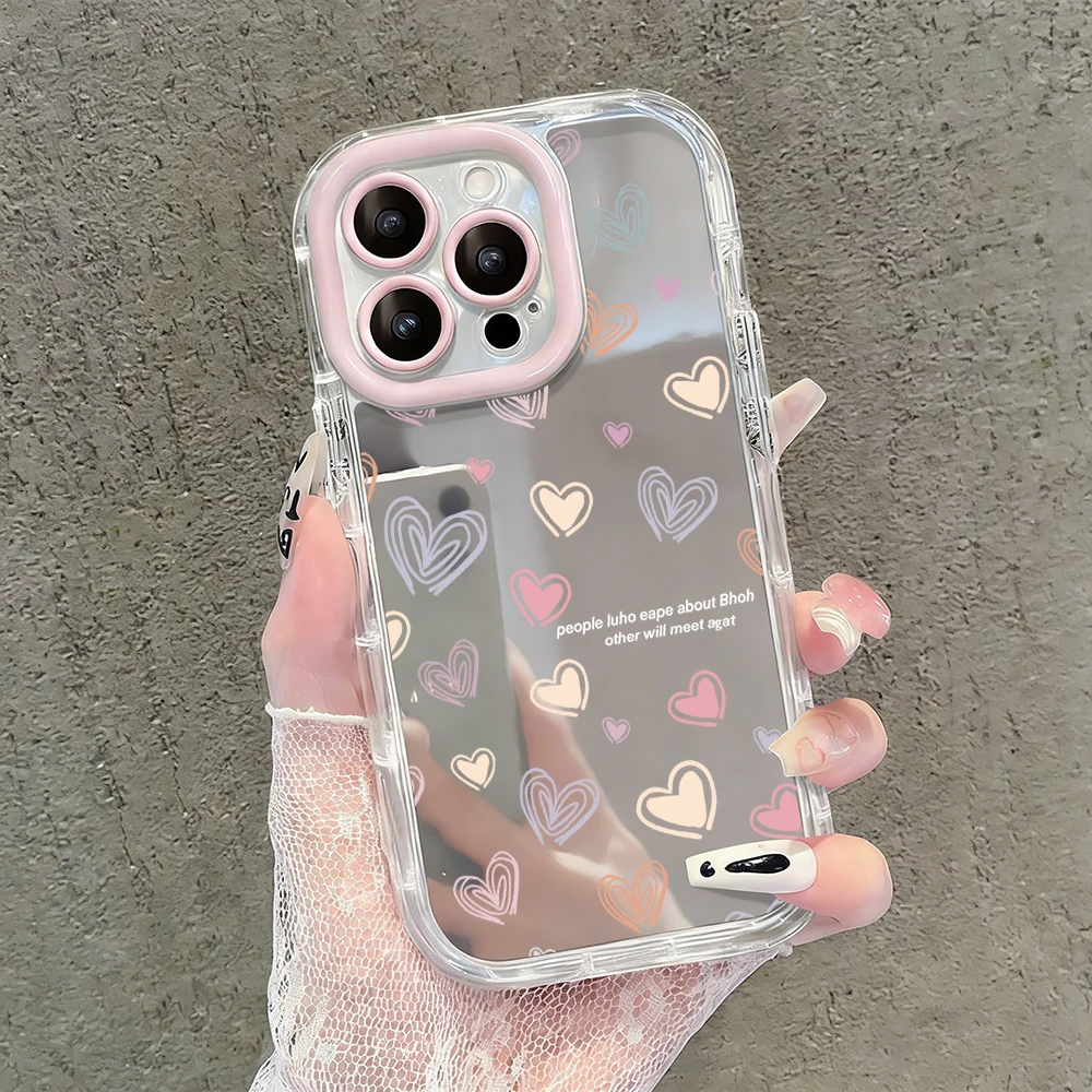Niedliche Wildblumen- und Unkraut-Motiv Air Cushion Spiegel Handyhülle für iPhone 17 15 14 16 Pro Max 13 12 11 Pro XR XS 7 8 Plus 17Air Girl Cover – Detail 33