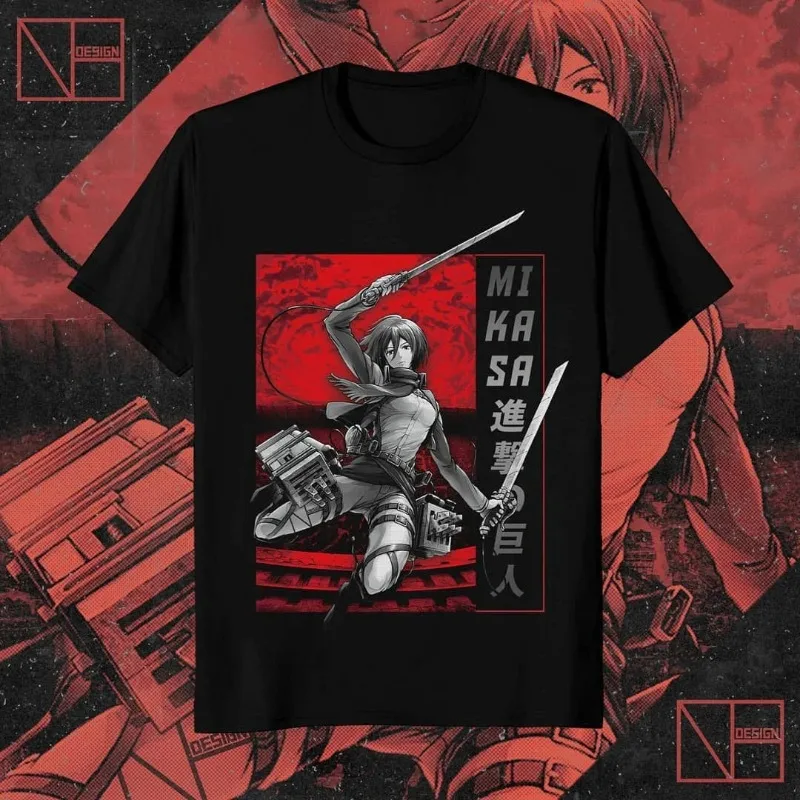 

Футболка Mikasa AOT с рисунком манги, хлопковая футболка с короткими рукавами, свободный мужской и женский топ, летняя повседневная уличная одежда