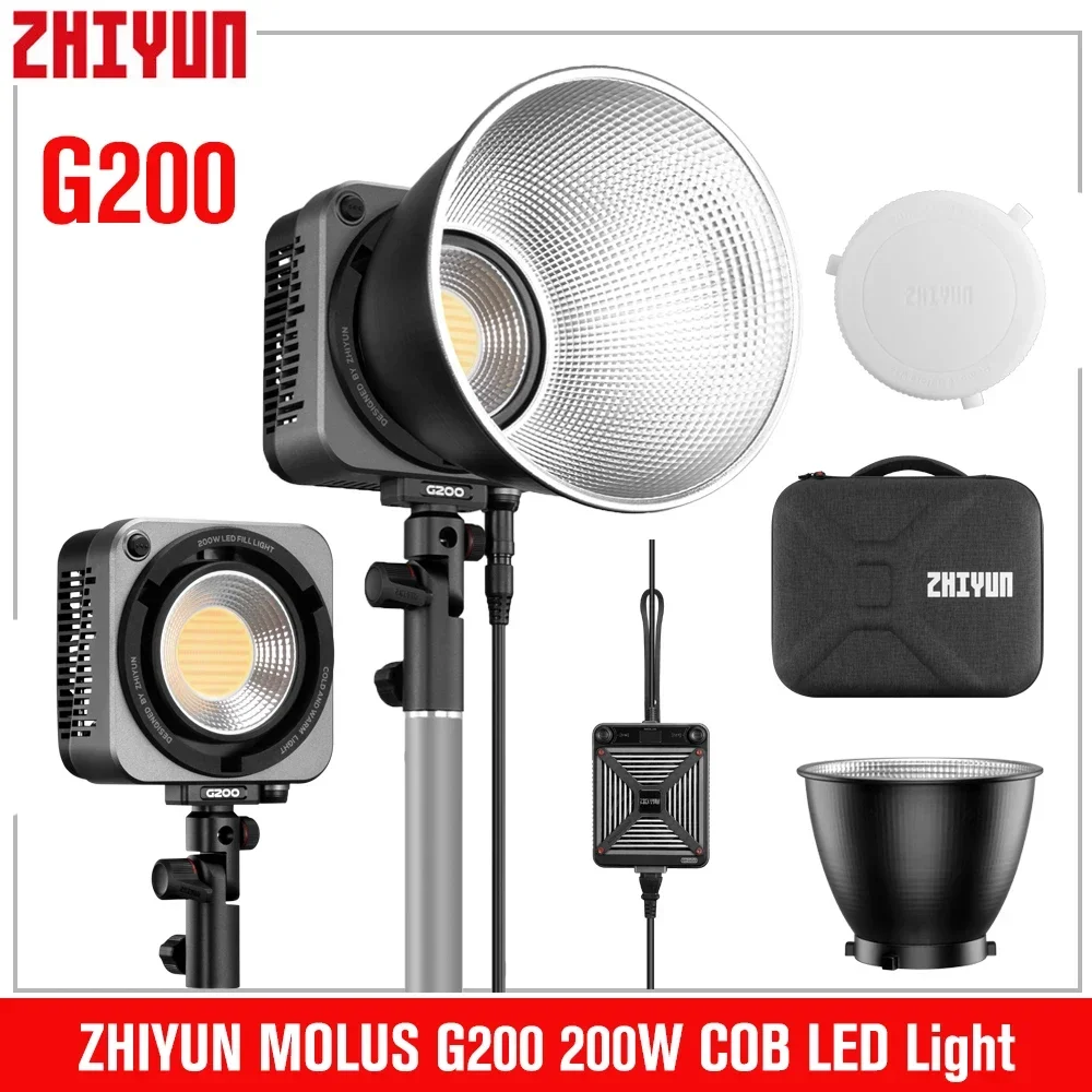 

ZHIYUN MOLUS G200 200 Вт COB фото-и видеосъемка светодиодный 2700K-6500K освещение для фотостудии наружная лампа для видеосъемки