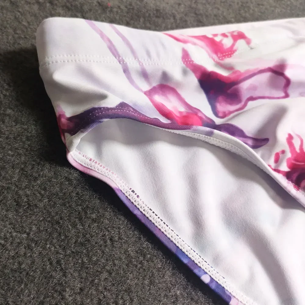 Push Pad Swimwear Men Floral Swim Briefs Bikini Swimsuit Enlarge Sexy Breathable Quick Dry Surf Shorts Beachwear Bath Suit
