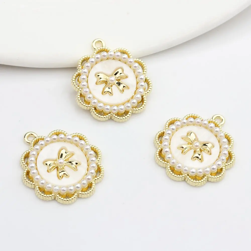 Zinc Alloy Enamel White Inlay Resin Lace Flowers Base Earring Connector 6pcs/lot For DIY Fashion Earrings Making Accessories