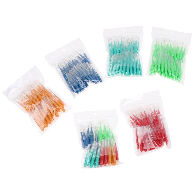 50Pcs/Box Toothpick Dental Interdental Brush  Cleaning Between Teeth Oral Care Orthodontic I Shape Tooth Floss