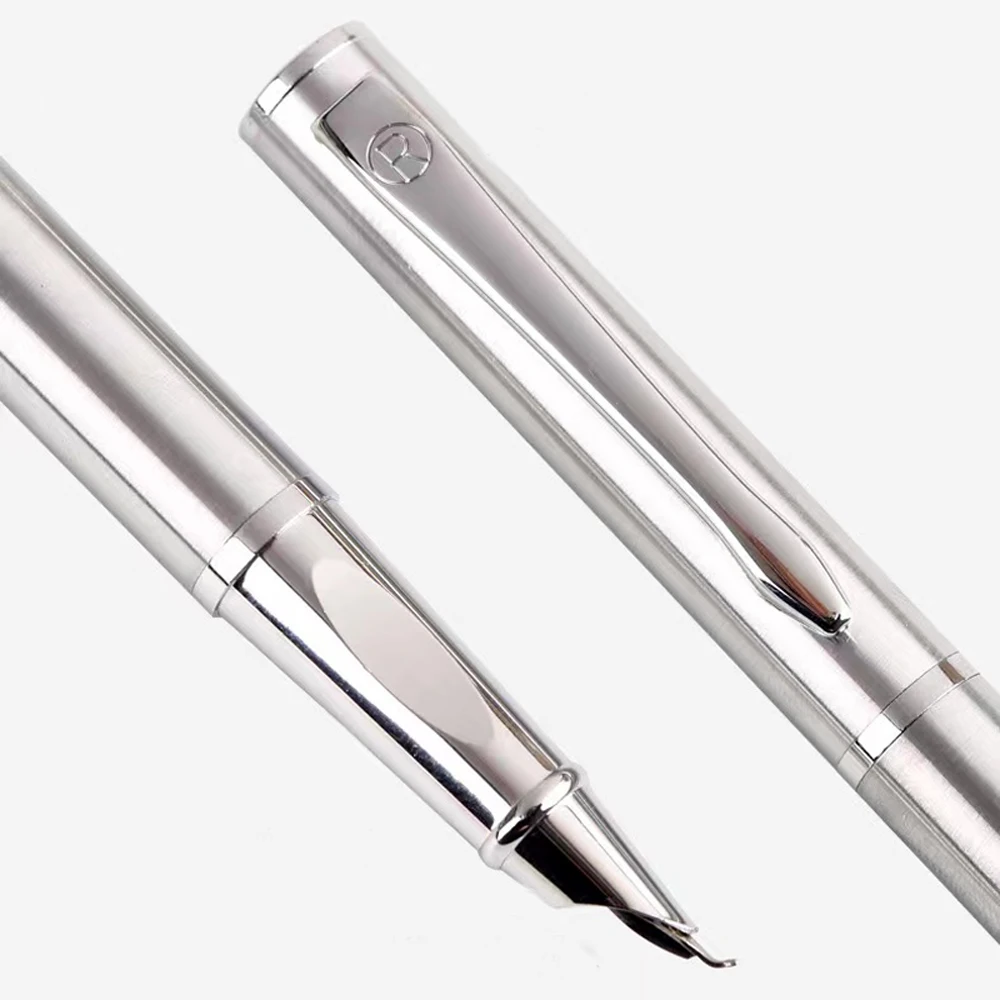 Luxury Quality Silver Metal Fountain Pen Luxury Financial Office Student School Stationery Supplies Ink Pens
