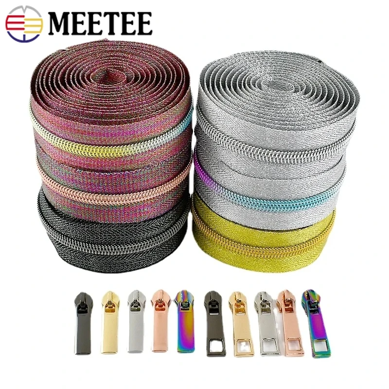 

1-5Meters 5# Nylon Zippers Tape with Zip Sliders Garment Bags Decor Coil Zipper Pull Coat Zips Repair Kit DIY Sewing Accessories